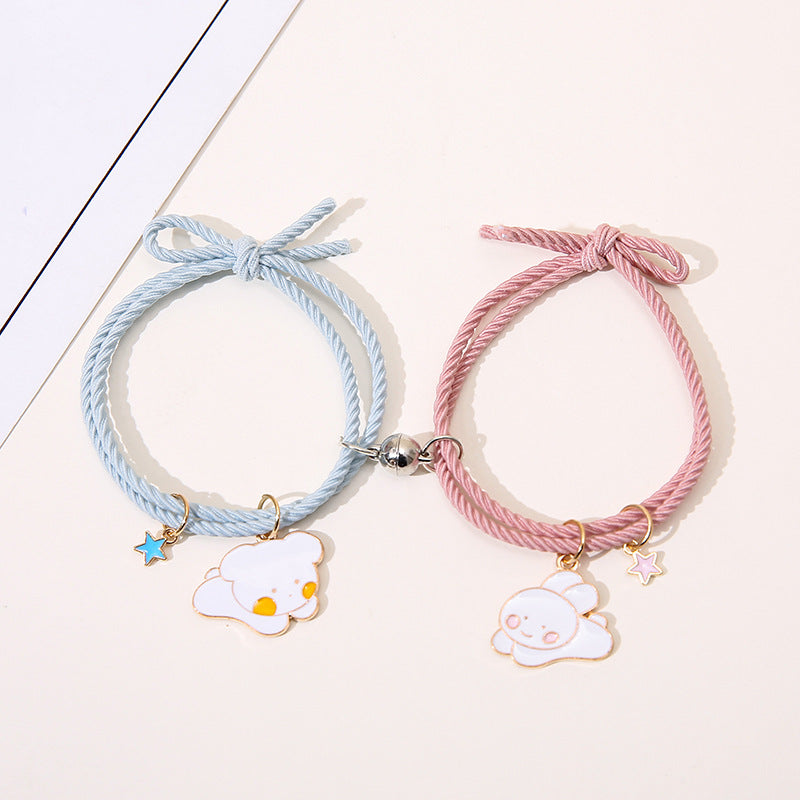 UNI-11784 - Cute Dog & Rabbit Blue & Pink  - Bracelet Set
