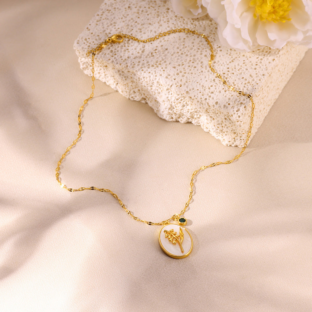 SS-12592 - Gold Flower Series Green - Necklace