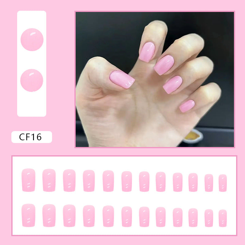 N-238 - Pink Girl Power - Press On Nail Set Of 24 - Free 24 Pcs Sticker Sheet Included