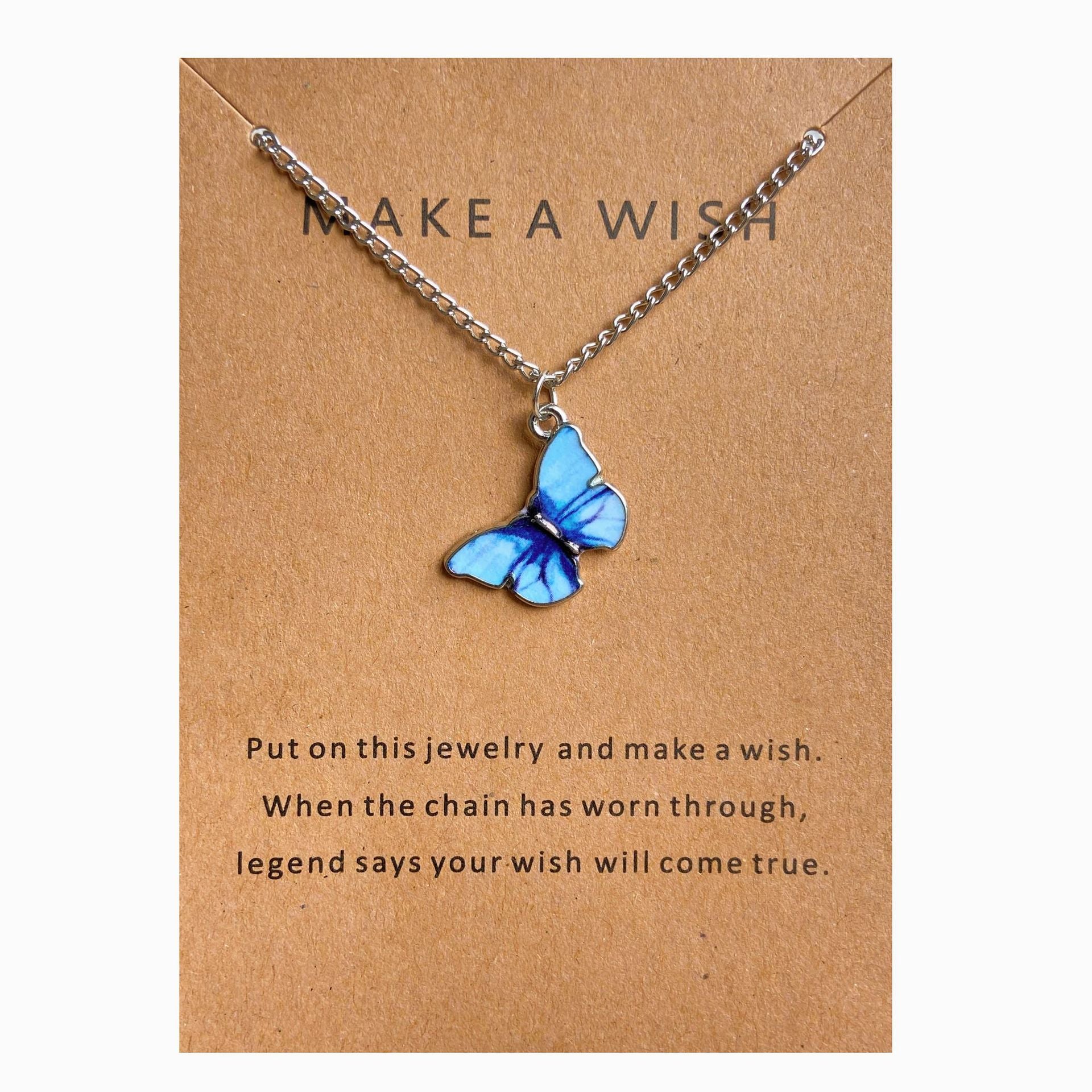 UNI-10635-6 - Blue Butterfly Silver - Necklace