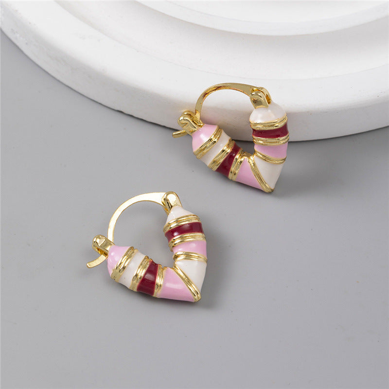 SS-12405 - Pastel Color Heart Gold - Earring Style 1