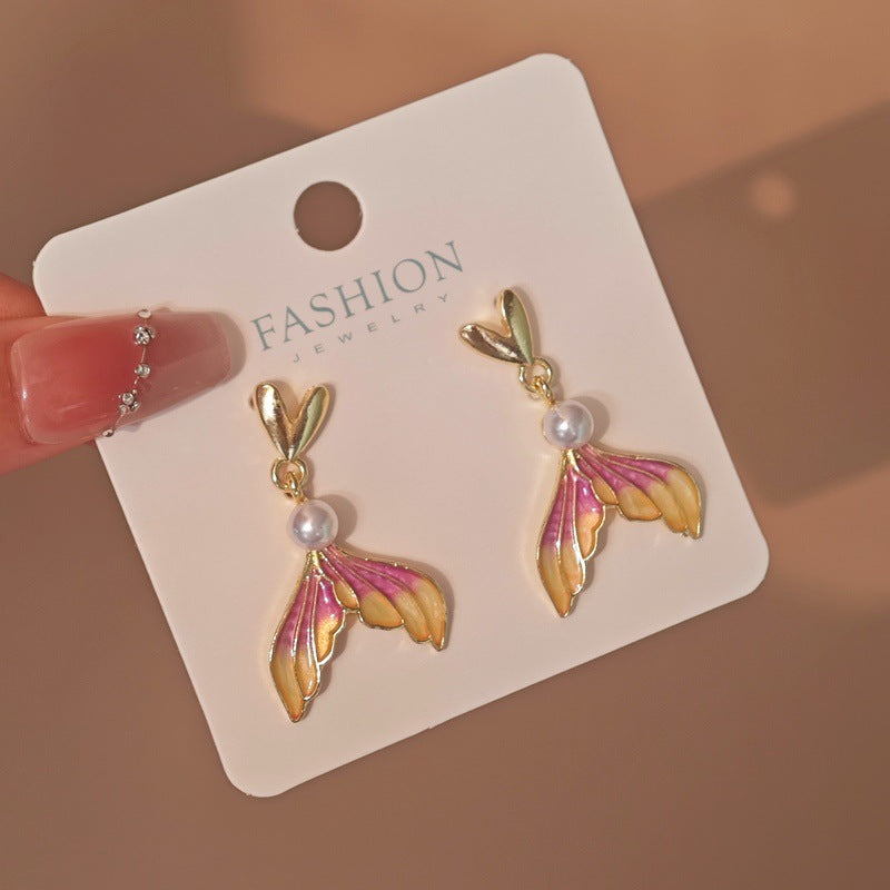 UNI-10904  - Gold Heart & Mermaid - Earring
