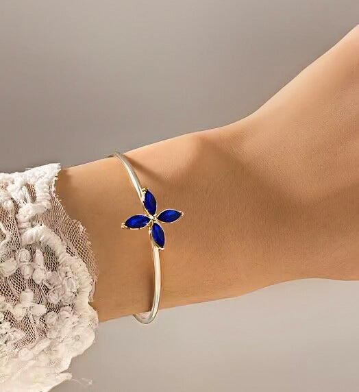 UNI-11090 - Navy Diamond Gold Bangle - Bracelet