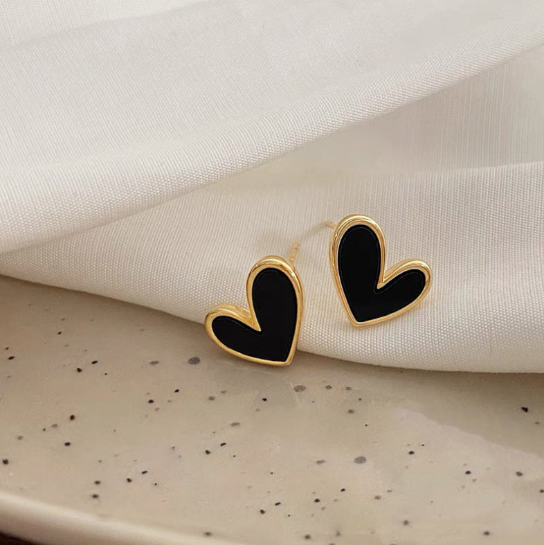 UNI- 11068 - Black Heart Gold - Earring