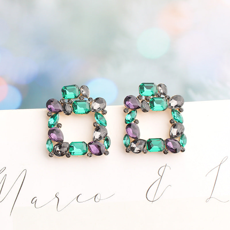 UNI-11644 - Square Glass Multi Dimond - Earring Style 3 – AB Wholesale