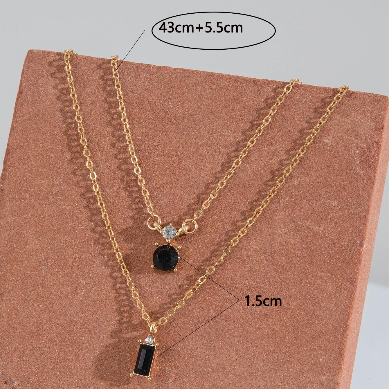UNI-10795  - 2 layer Black Diamond Classy Gold Chain  - Necklace Set