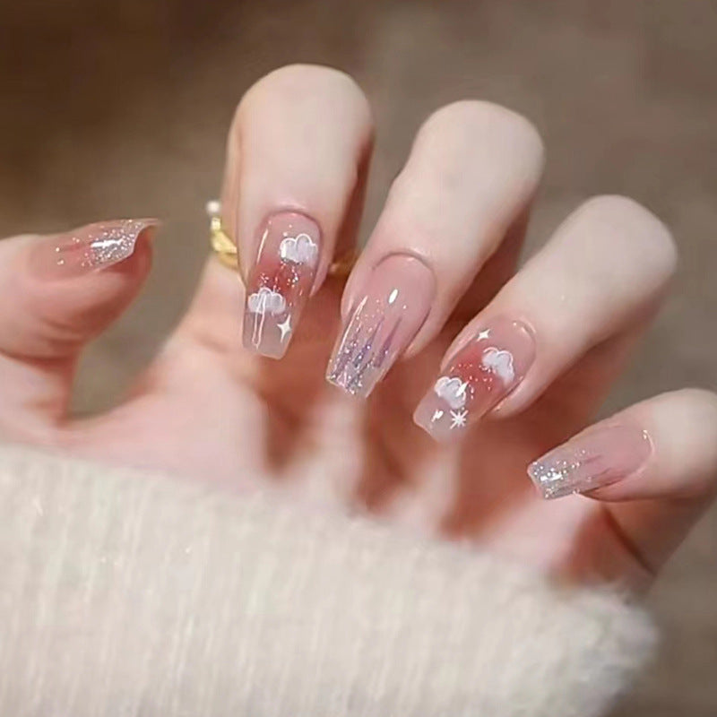 N-167 - Fantasy Sparke & Clouds - Press On Nail Set Of 24