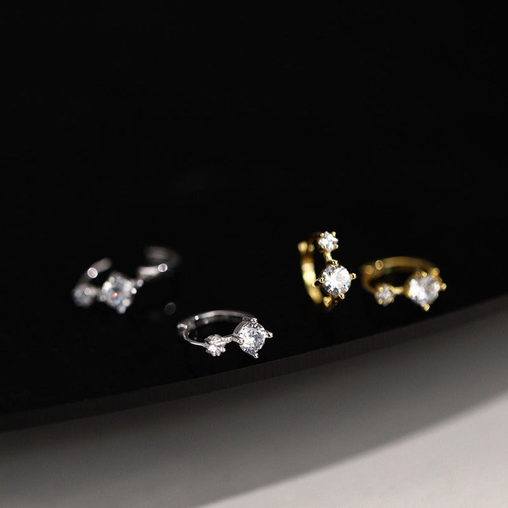 SS-11511 - Diamond Silver Hoop  - Earring