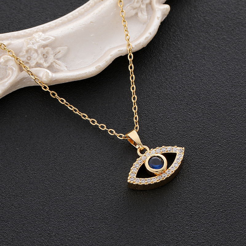 SS-11870 - Evil Eye Navy Blue Stone - Necklace