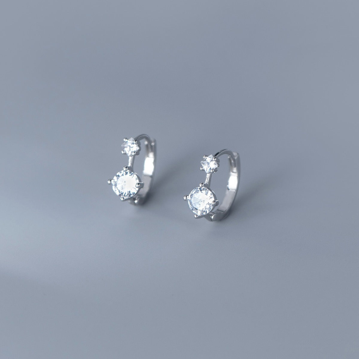 SS-11511 - Diamond Silver Hoop  - Earring