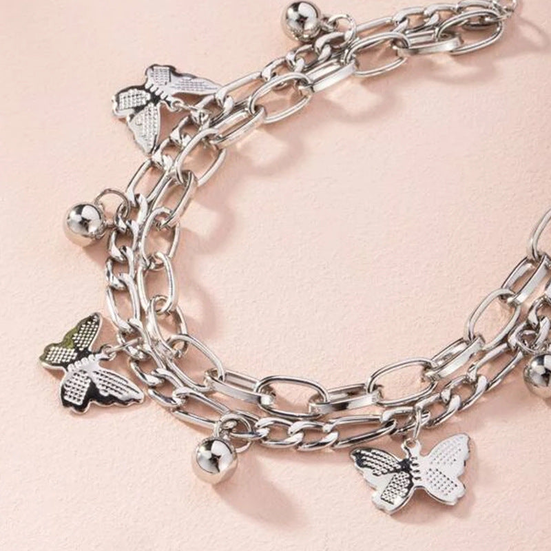 UNI-11278 - Butterfly Charms Silver Chain - Bracelet