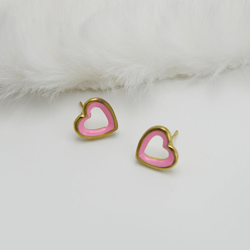 UNI-11234 - Heart Gold Pink - Earring