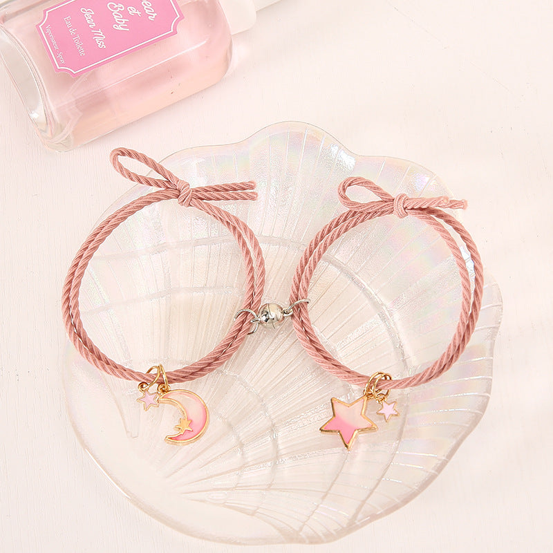 UNI-11744 - Moon & Star Pink Magnetic - Bracelet Set