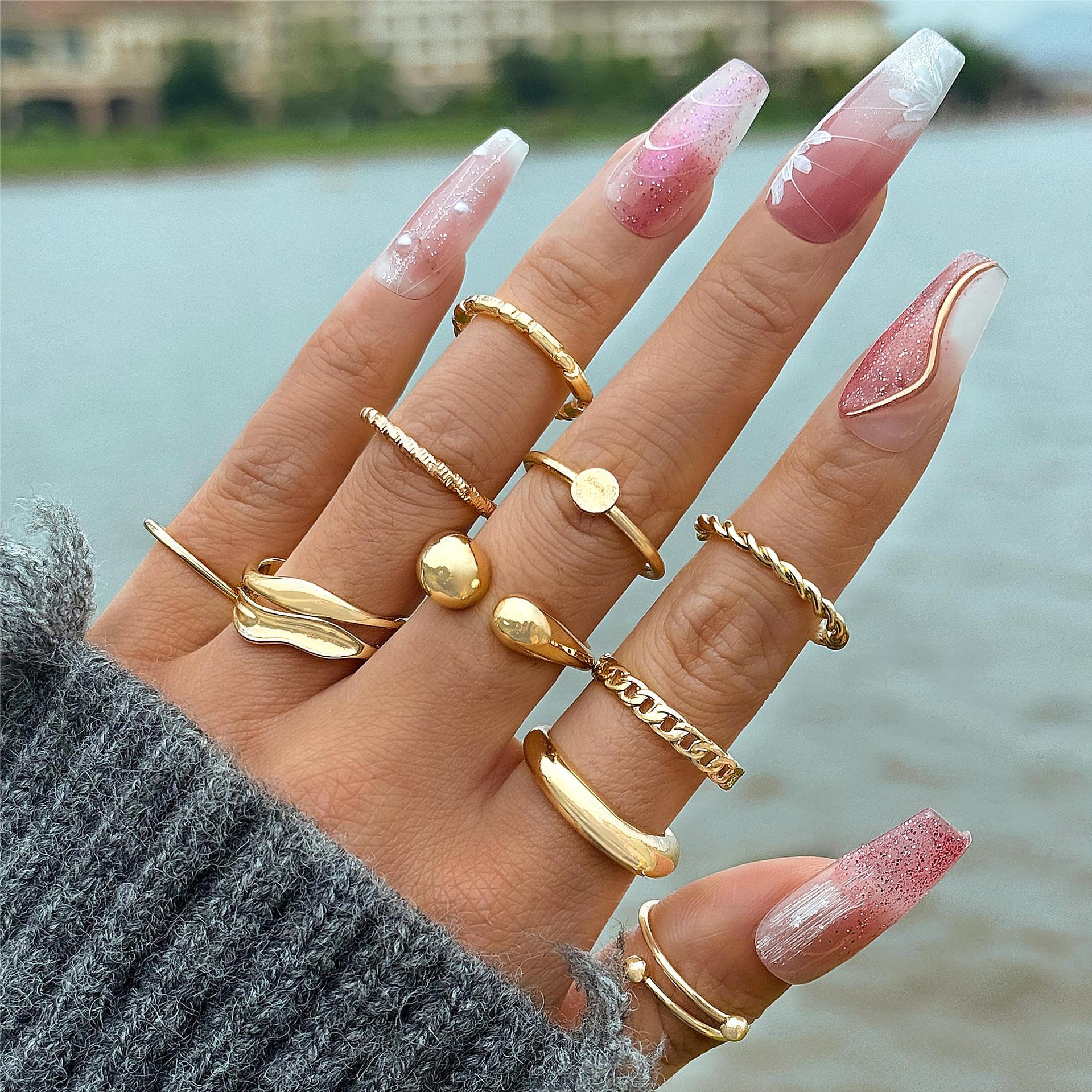 UNI-11112 - Luxury Gold - Ring Set Of 10 - Style 1