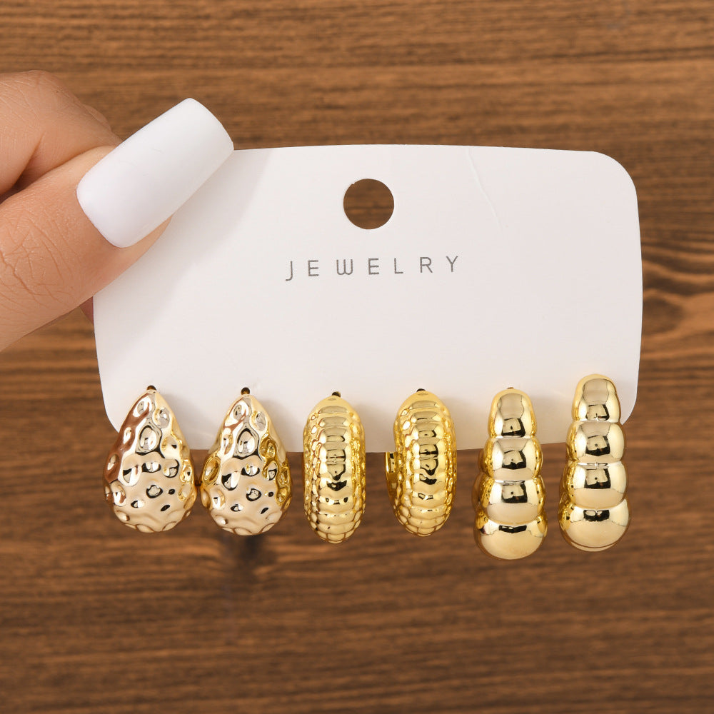 UNI-12030 - Gold Foil Series Hoop - Earrings Set Style 10