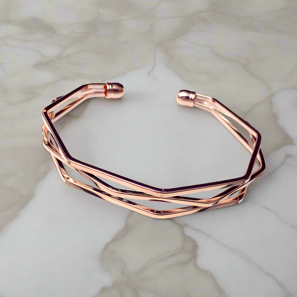 UNI-11283 - Rose Gold Geometric Bangle - Bracelet