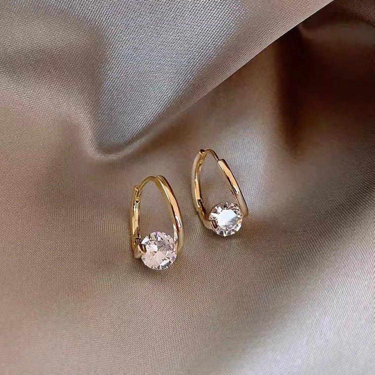UNI-12255  - Crystal Diamond Gold - Earring