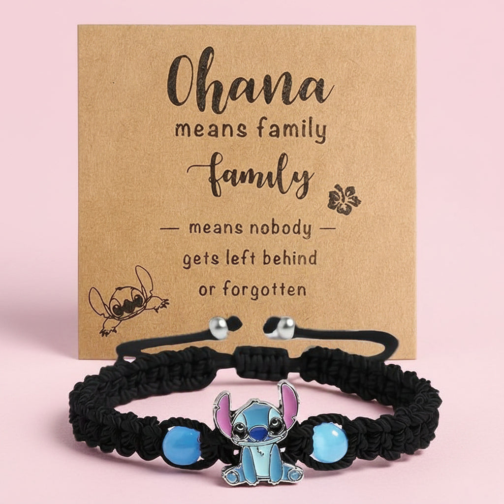 UNI-12433 - Black Stitch Animal Ohana Means Family - Bracelet