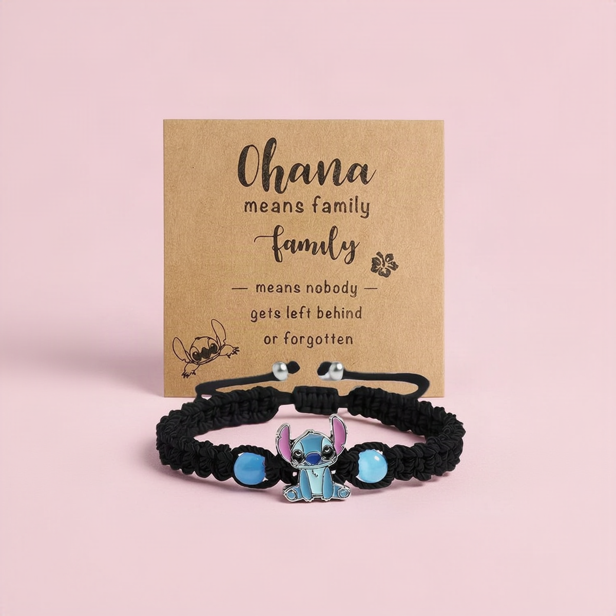 UNI-12433 - Black Stitch Animal Ohana Means Family - Bracelet
