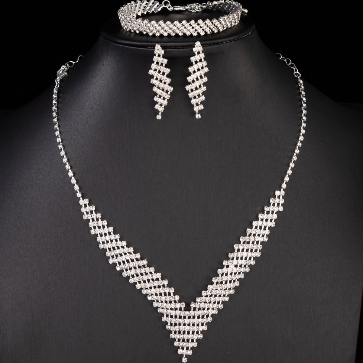 UNI-11944 - Premium Fancy Crystal Diamonds - Jewelry Set