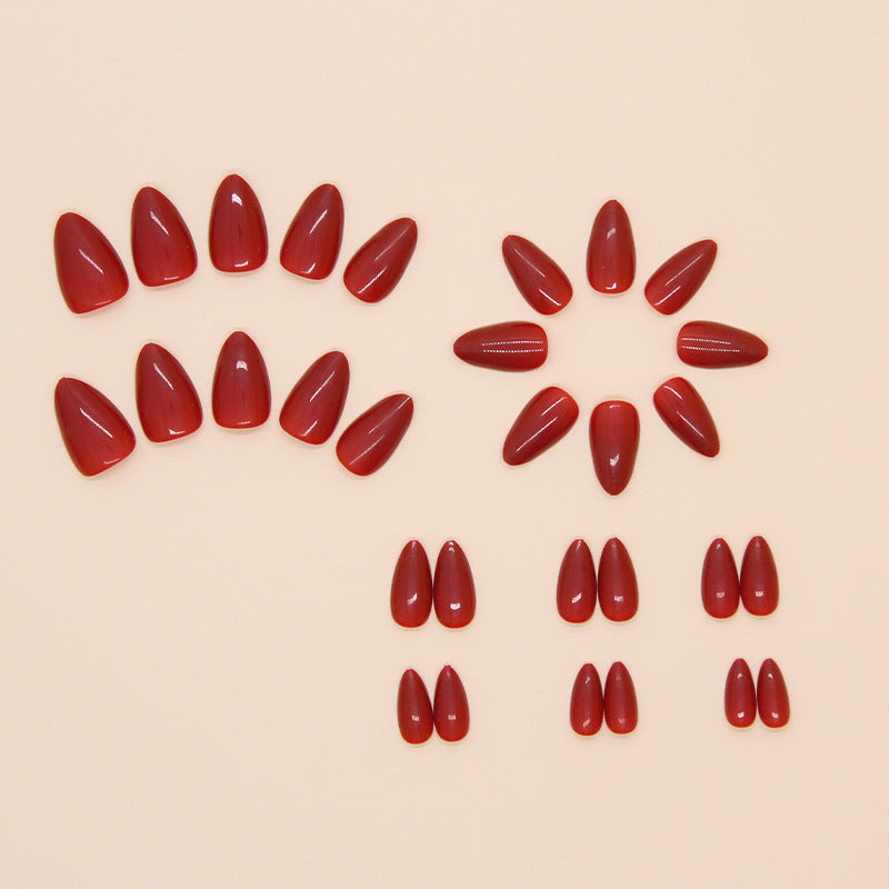 N-259 - Scarlet Red - Press On Nail Set Of 24 - Free 24 Pcs Sticker Sheet Included