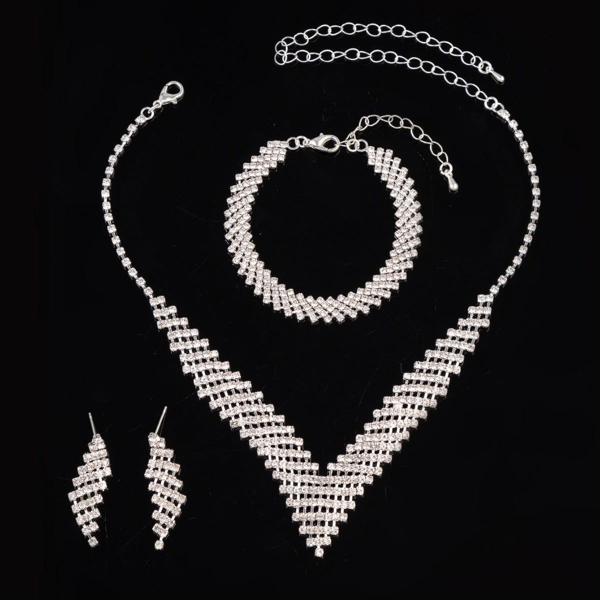 UNI-11944 - Premium Fancy Crystal Diamonds - Jewelry Set