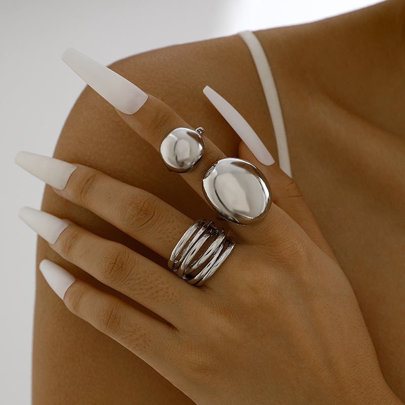 UNI-11119 - Luxury Silver - Ring Set Of 3 - Style 1