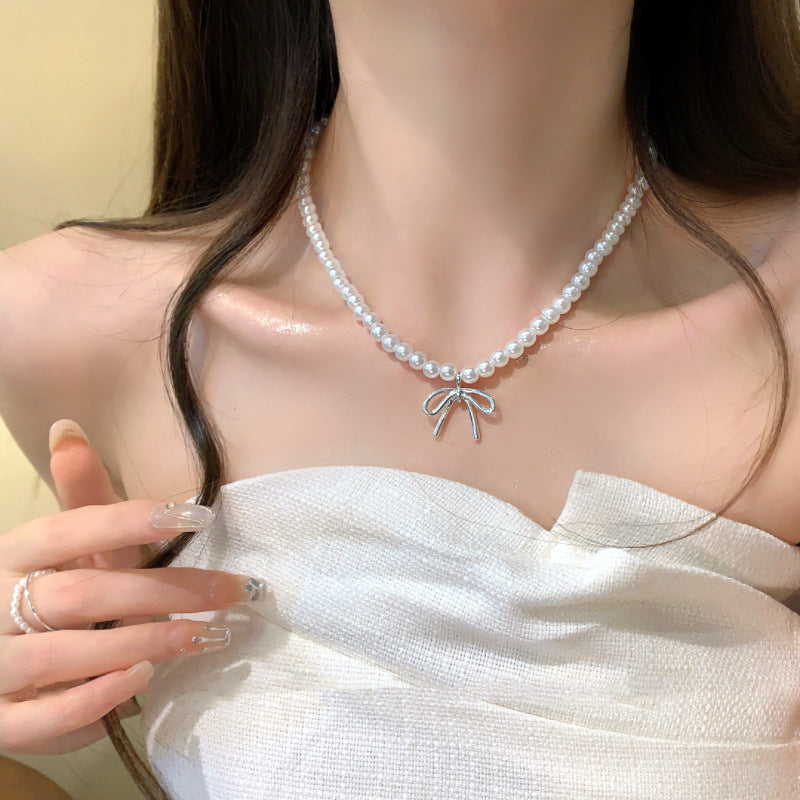 UNI-10971 -  Silver Bow  - Necklace Style 4