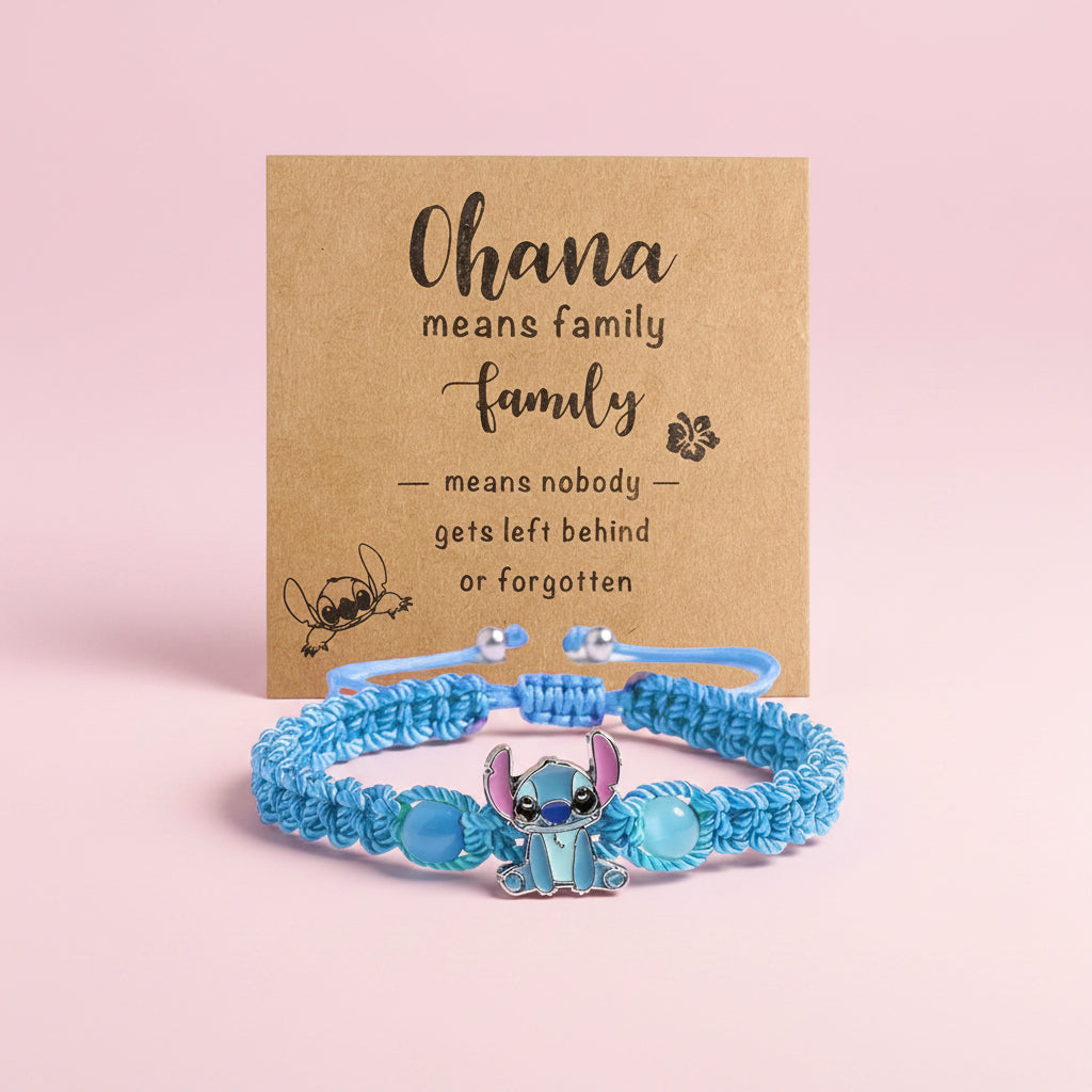 UNI-12432 - Light Blue Stitch Animal Ohana Means Family - Bracelet