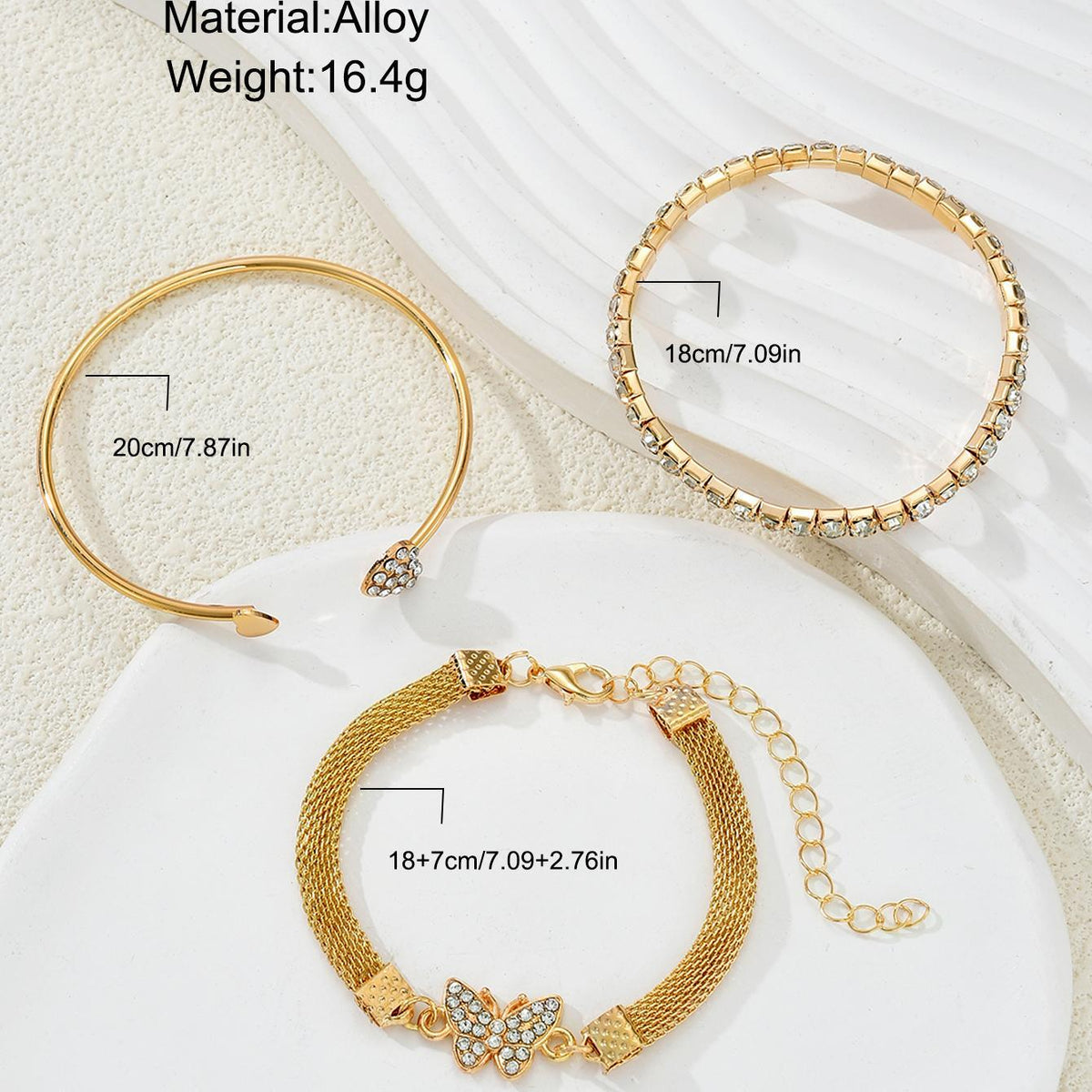 UNI-12826 - Butterfly Gold Bangle - Bracelet Set of 3
