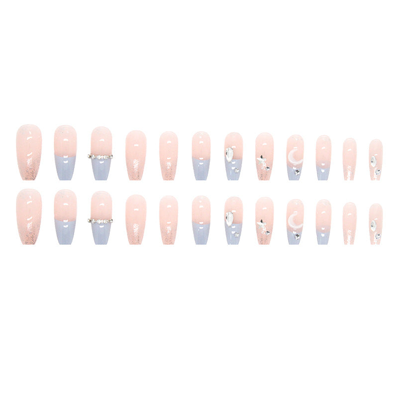 N-171 -Dreamy Moon & Sparkle  - Press On Nail Set Of 24