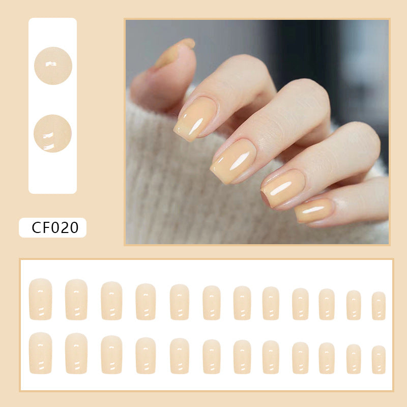 N-242 - Pale Yellow - Press On Nail Set Of 24 - Free 24 Pcs Sticker Sheet Included