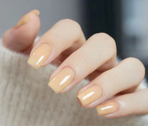 N-242 - Pale Yellow - Press On Nail Set Of 24 - Free 24 Pcs Sticker Sheet Included