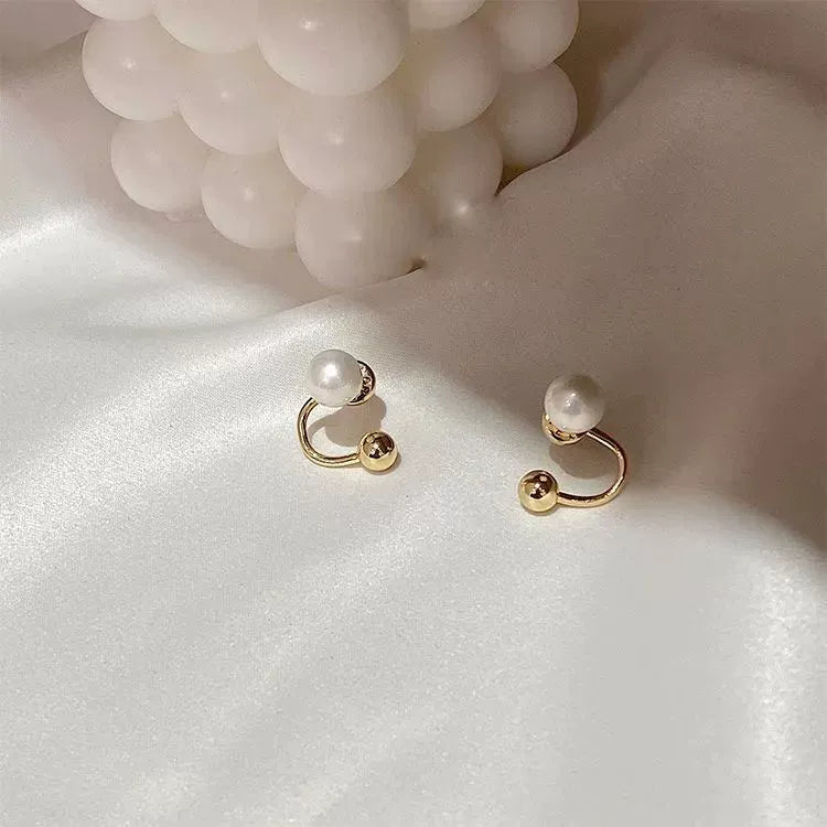 UNI-12237 - White Pearl Gold Foil - Earring