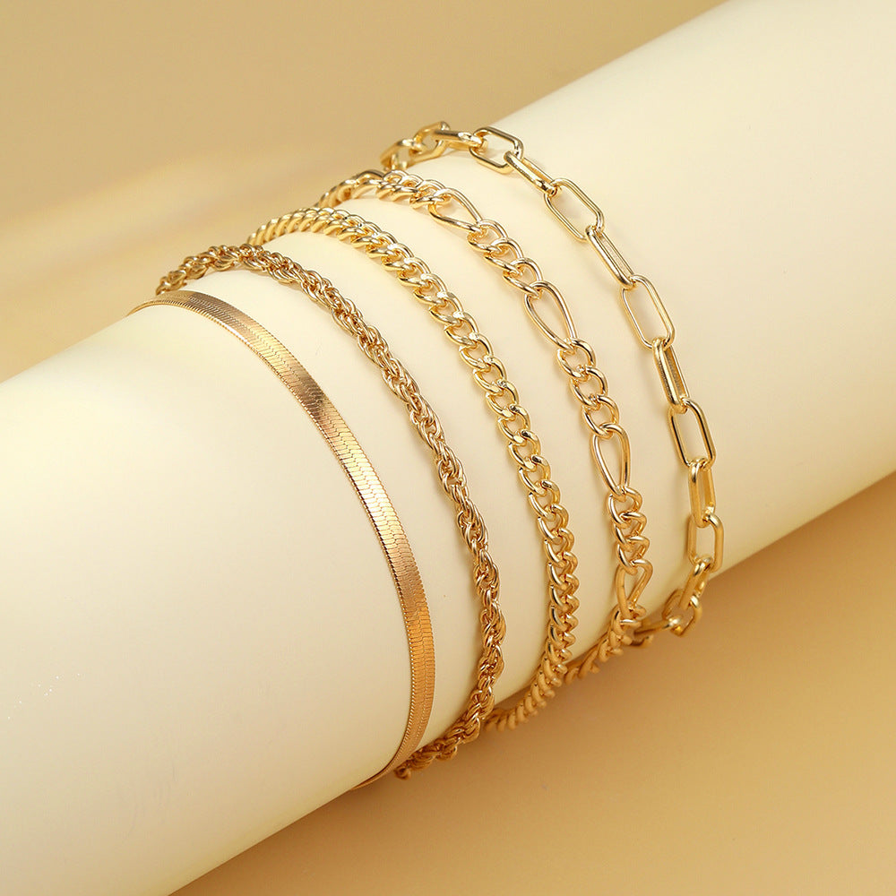 UNI-10636 - Gold  Layered - Bracelet Set of 5