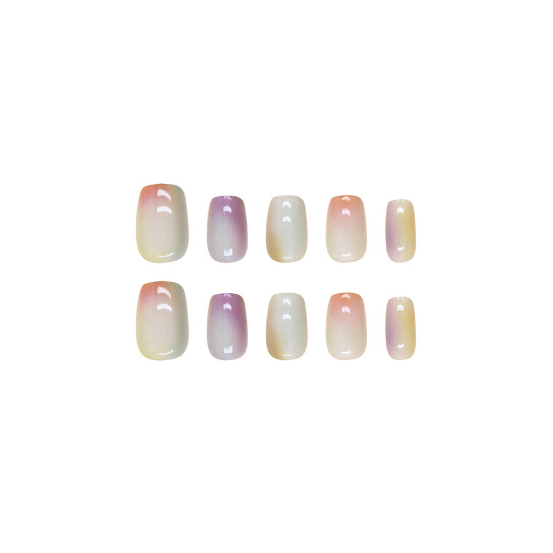 N-465 - Watercolor Gradient Color  - Press On Nail Set Of 24 - Free 24 Pcs Sticker Sheet Included