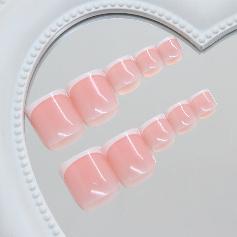 N-505 - Pink French - Toenail Set Of 24- Free 24 Pcs Sticker Sheet Included