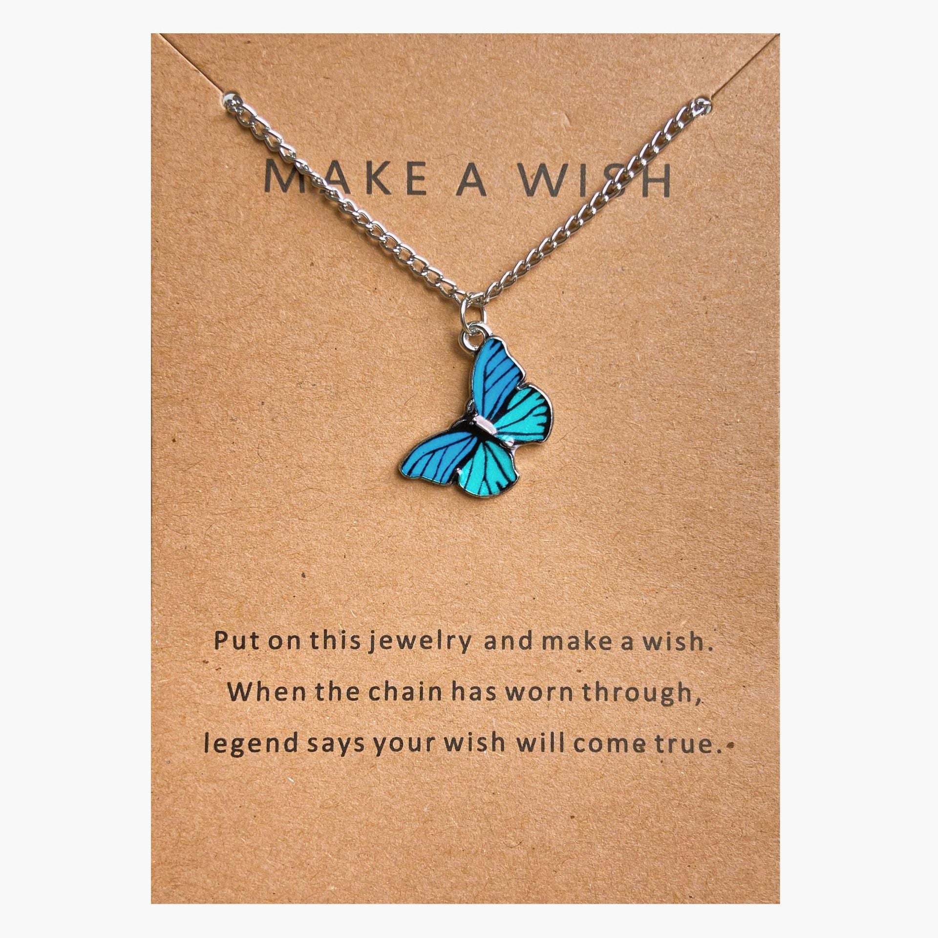 UNI-10635-8 - Blue Shade  Butterfly Silver - Necklace