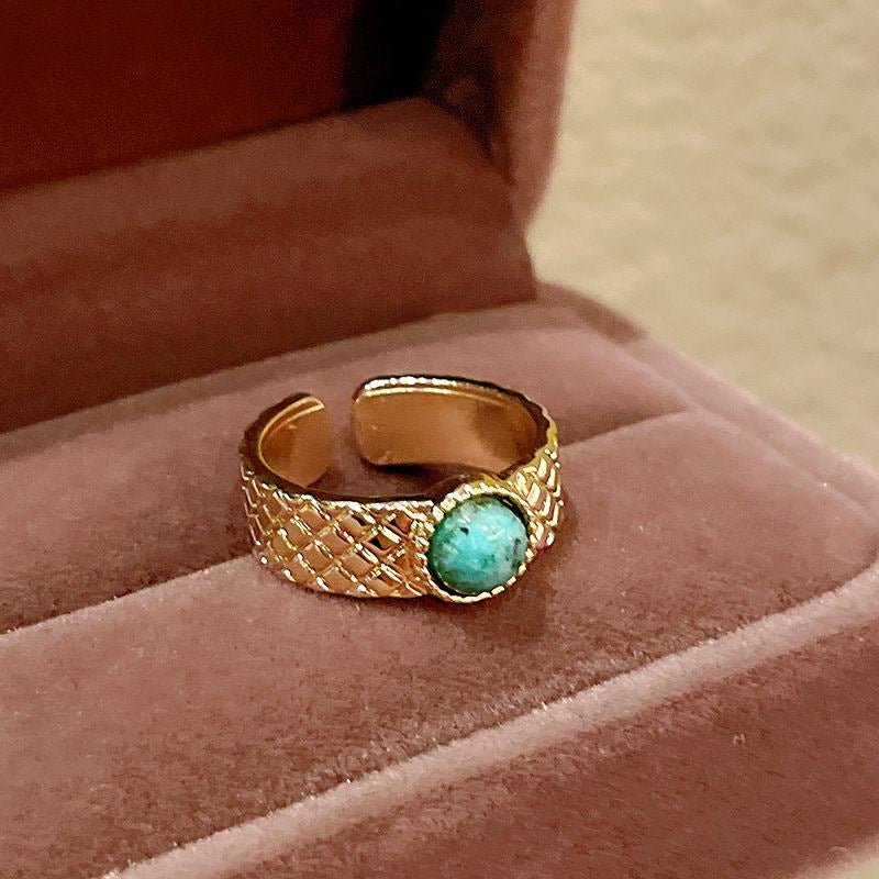 UNI-11831 - Natural Turquoise Stone Gold - Ring