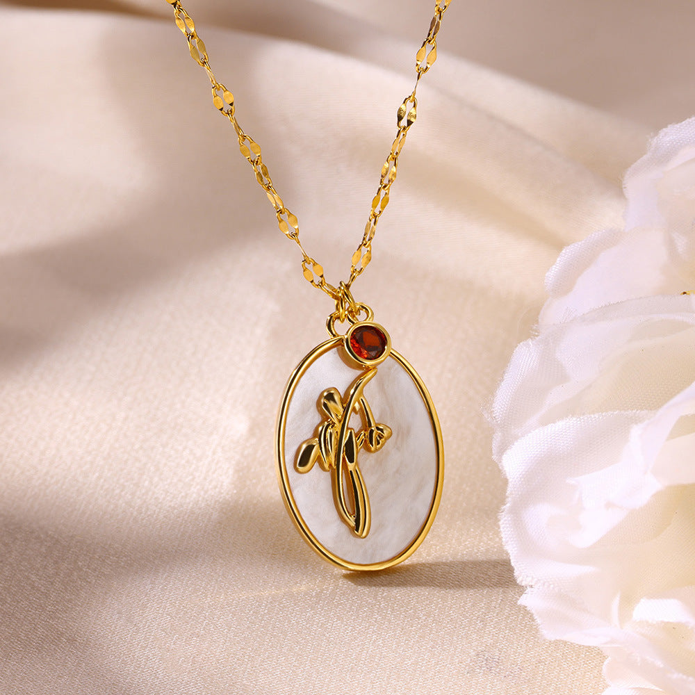 SS-12591 - Gold Flower Series Red - Necklace