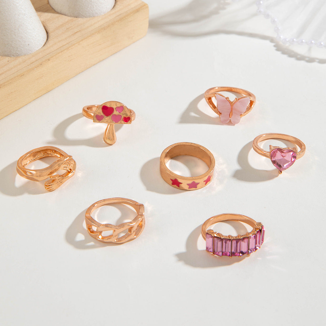 UNI-10781 - Butterfly Pink Series - Ring Set Of 7
