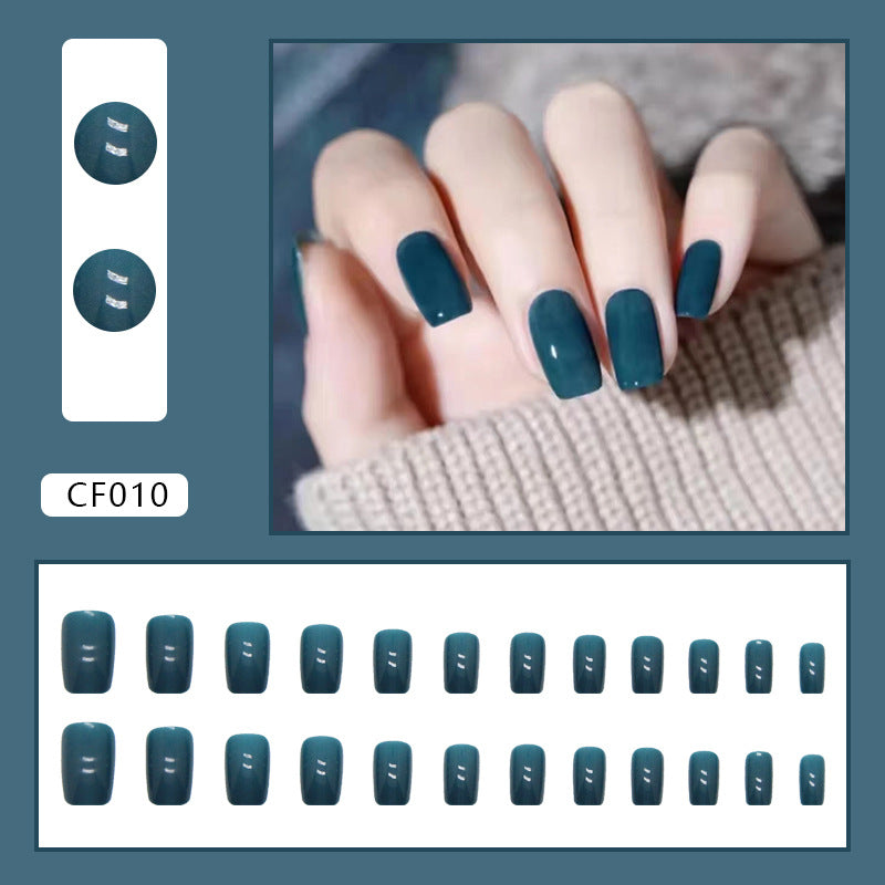 N-233- Dark Blue - Press On Nail Set Of 24 - Free 24 Pcs Sticker Sheet Included