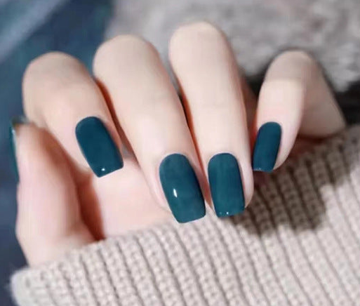 N-233- Dark Blue - Press On Nail Set Of 24 - Free 24 Pcs Sticker Sheet Included