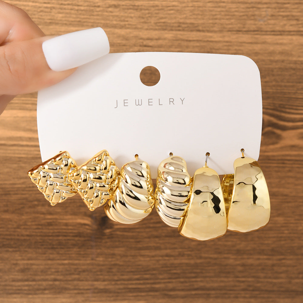 UNI-12035 - Gold Foil Series Hoop - Earrings Set Style 15