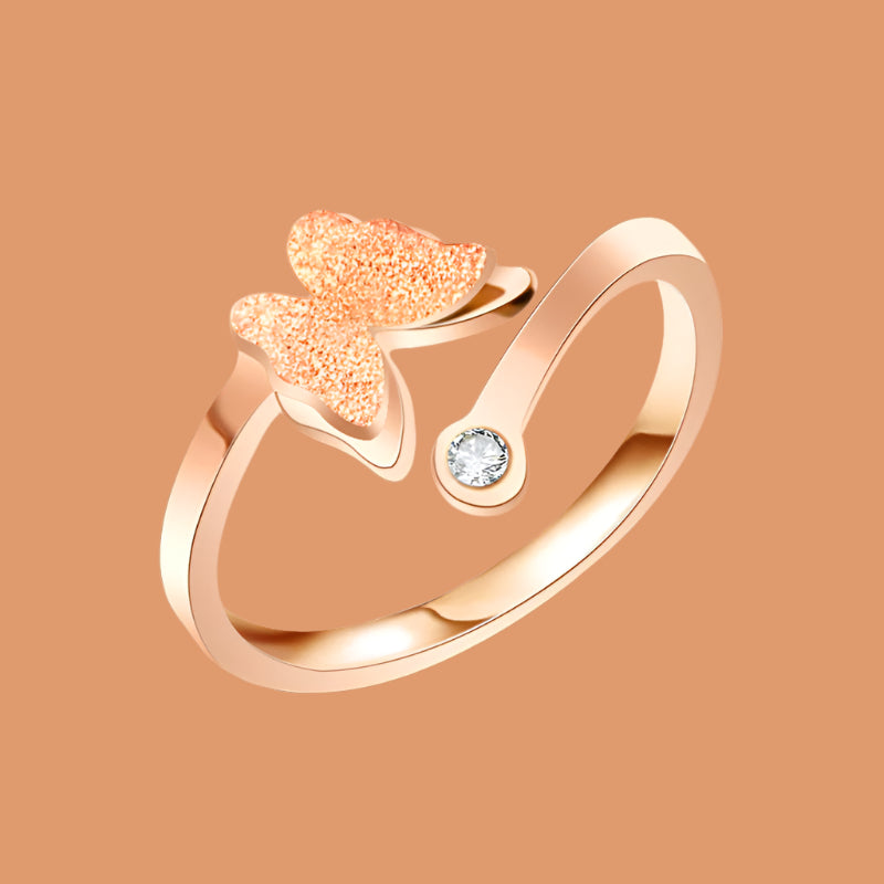 SS-11493 - Luxury Rose Gold Butterfly  - Ring