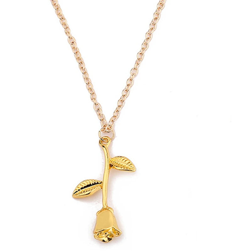 UNI-10654 - Gold Rose Flower - Necklace