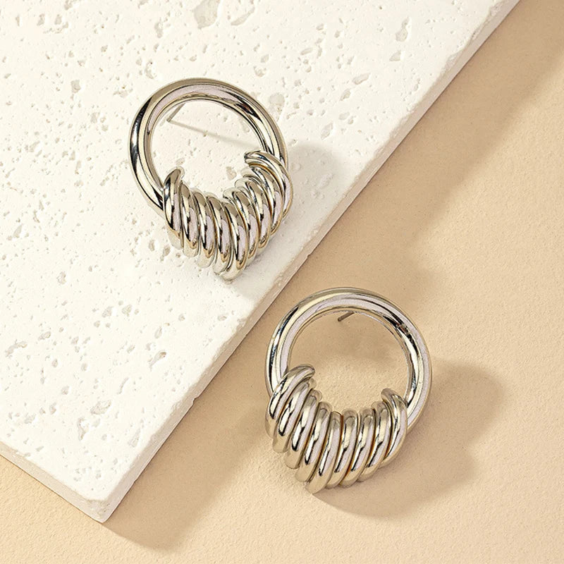 UNI-11008 - Foiled Silver Rings  - Earrings