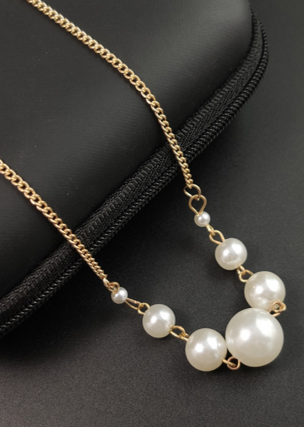 UNI-10451 -  White Pearl Gold - Necklace