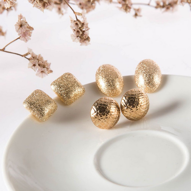 UNI-10741 - Gold - Ear Studs Set Of 3