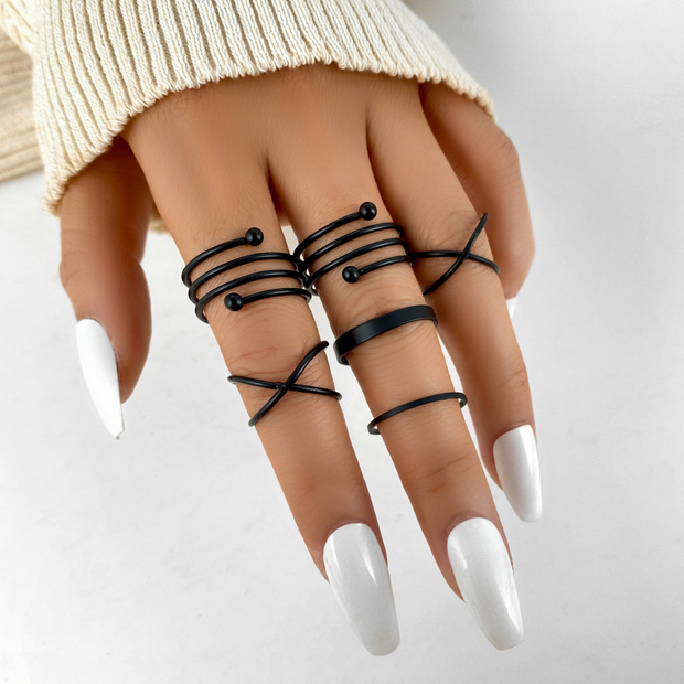 UNI-10165-3  - Black Foil - Ring Set Of 6